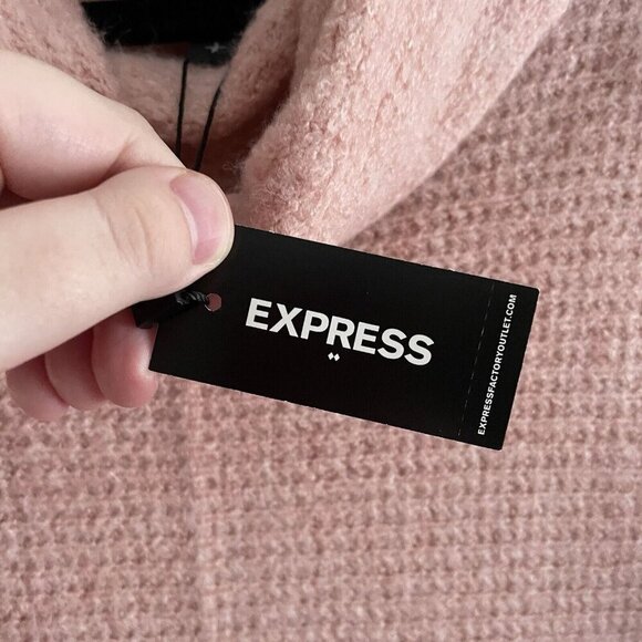 Express Women S Light Pink Waffle Knit Thermal Wedge Turtleneck Sweater NWT - Picture 9 of 11